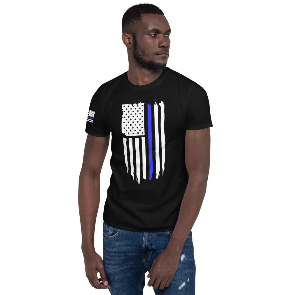 Thin Blue Line Distressed Flag Short-Sleeve Unisex T-Shirt