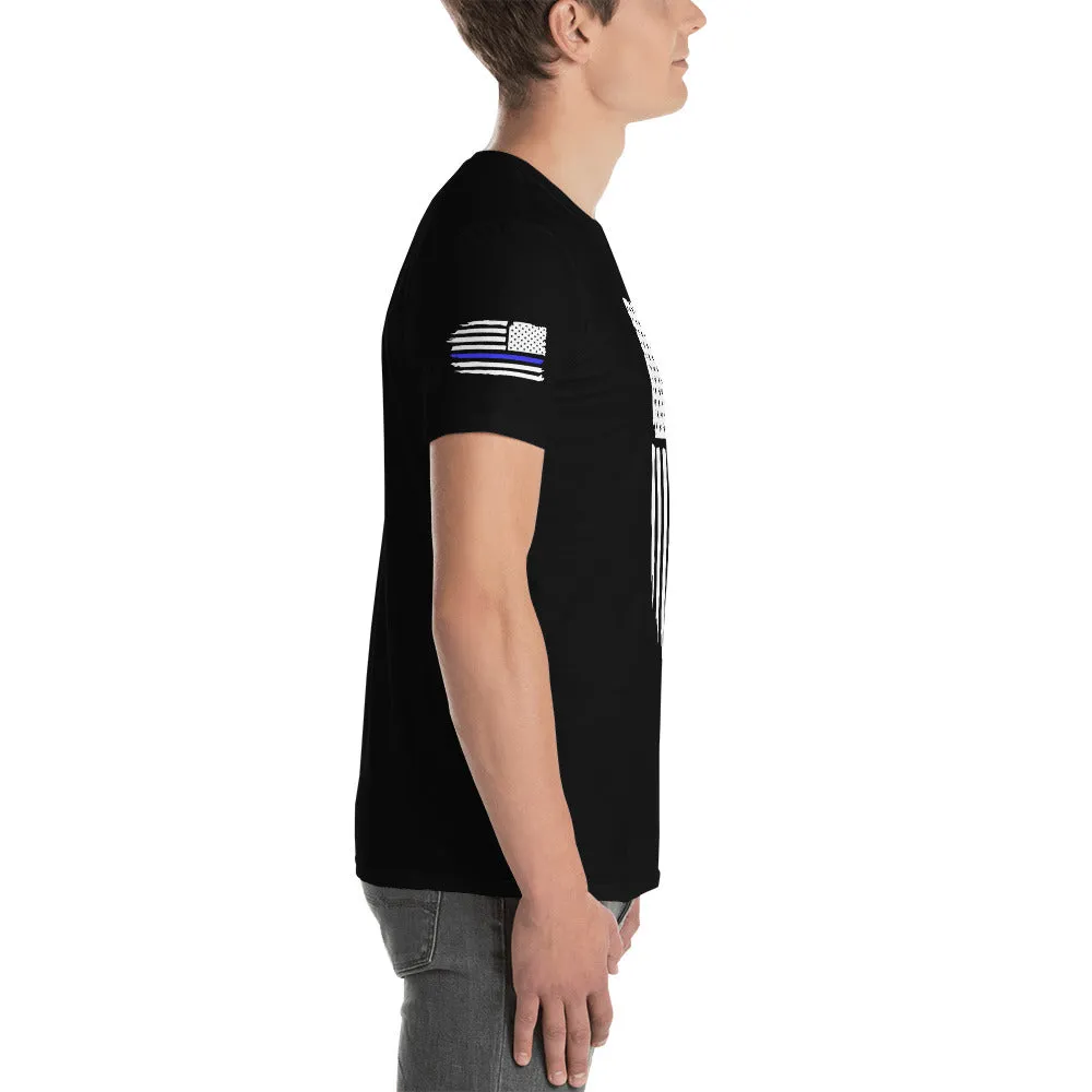 Thin Blue Line Distressed Flag Short-Sleeve Unisex T-Shirt