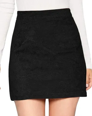 Toleet 2000s fashion Women's Suede Hip Skirt High Waist Zipper Autumn and Winter A- line Solid Color Skirt for Women