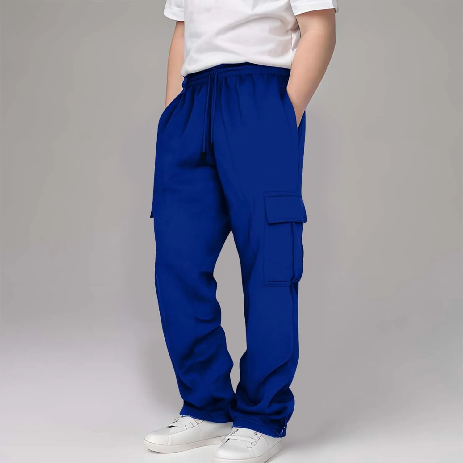 Tween Boys Cargo Pants Pull On Joggers Wide Leg Sweatpants Drawstring ounge Pants School Uniform Athletic Trousers