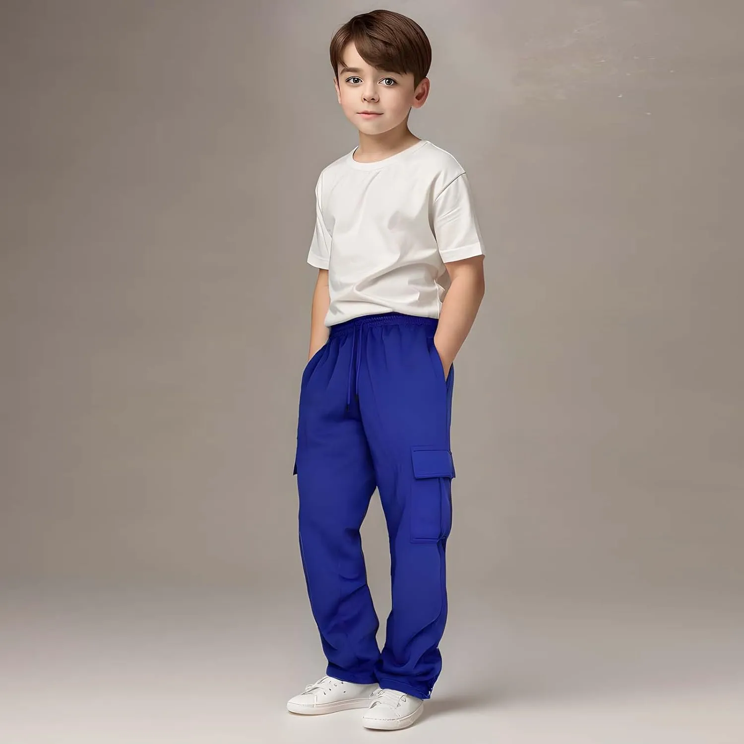 Tween Boys Cargo Pants Pull On Joggers Wide Leg Sweatpants Drawstring ounge Pants School Uniform Athletic Trousers