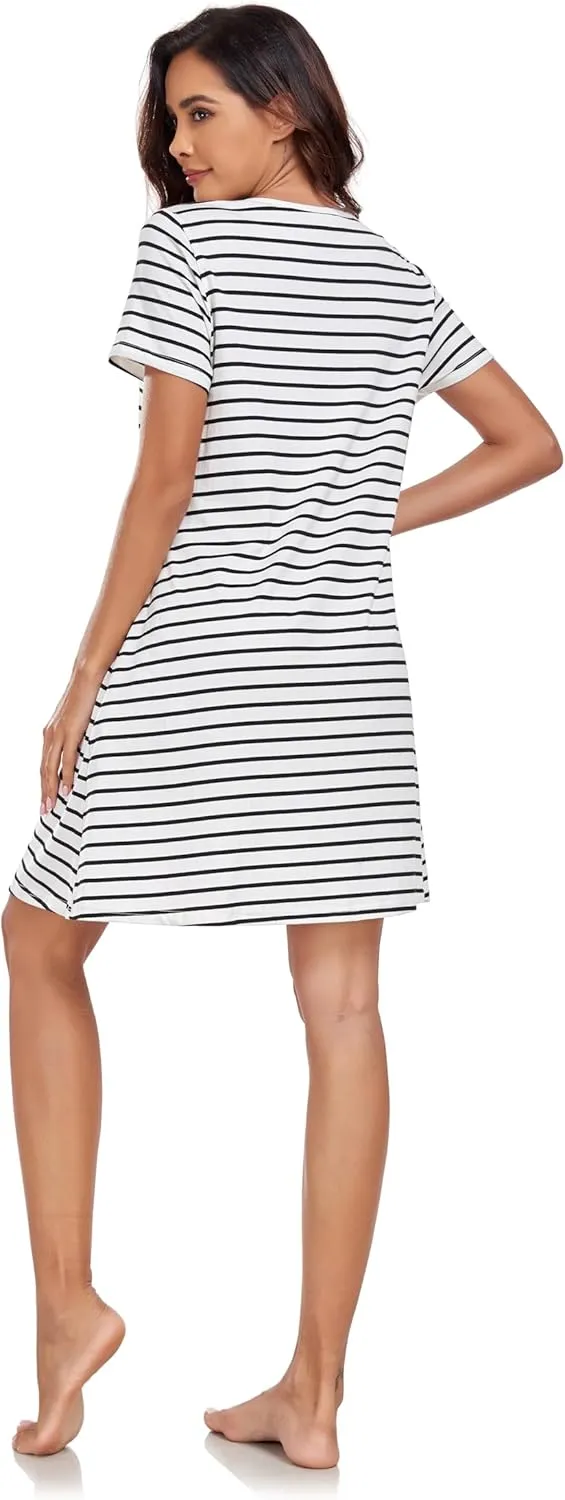 VintageClothing Womens Casual Summer T Shirt Dress Swing Loose Fit Short Sleeve Tunic Dress with Pockets for Women