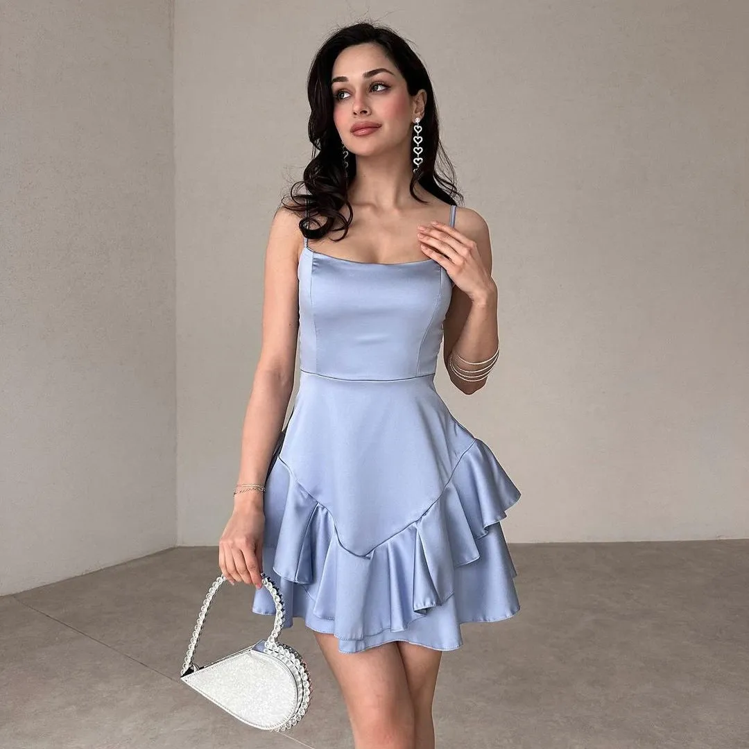 Wenkouban 2000s fashion 2024 Solid Color Satin Slim Fit Slimming A- line Suspender Skirt
