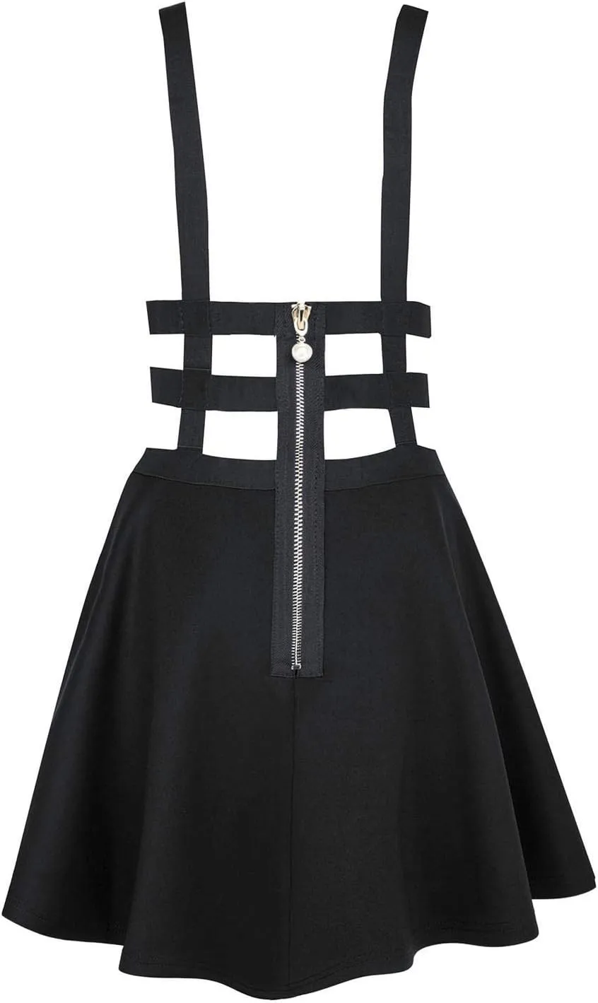Women's Braces Skirt Pleated A-Line Suspender Mini Skirt