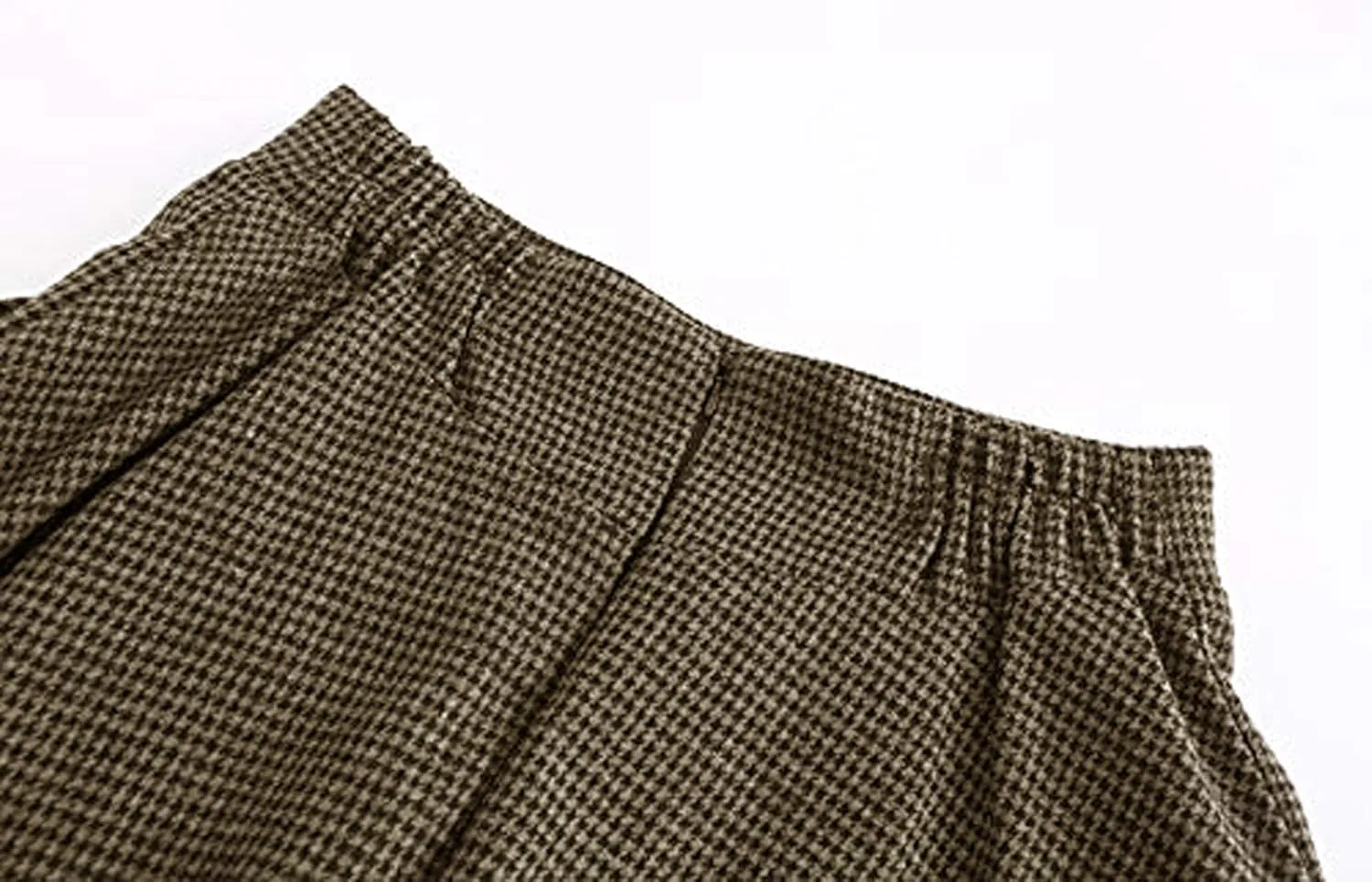 Women's High Waist Plaid Wool Maxi Skirt Thickened A-Line Long Flared Skirt