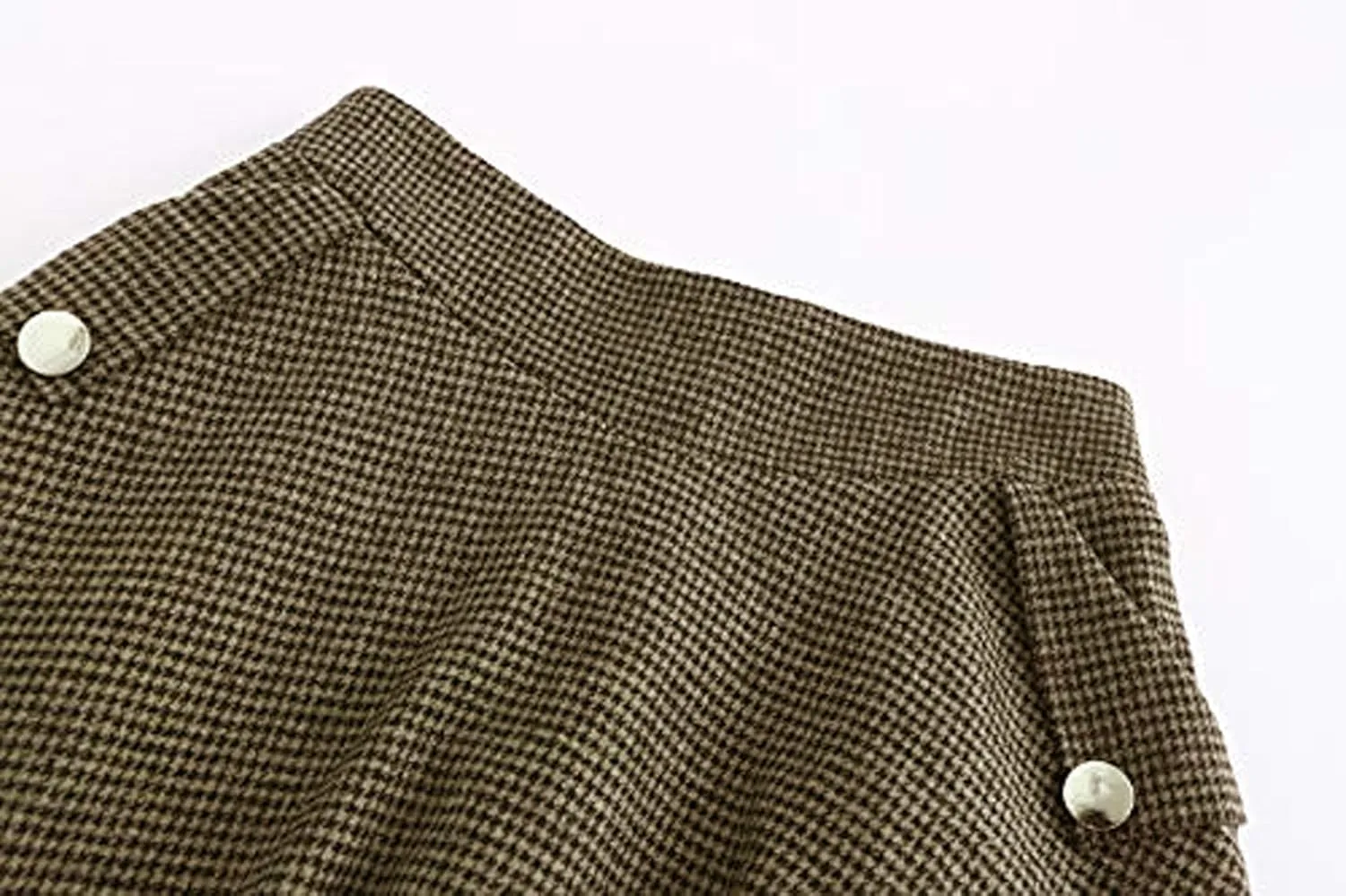 Women's High Waist Plaid Wool Maxi Skirt Thickened A-Line Long Flared Skirt