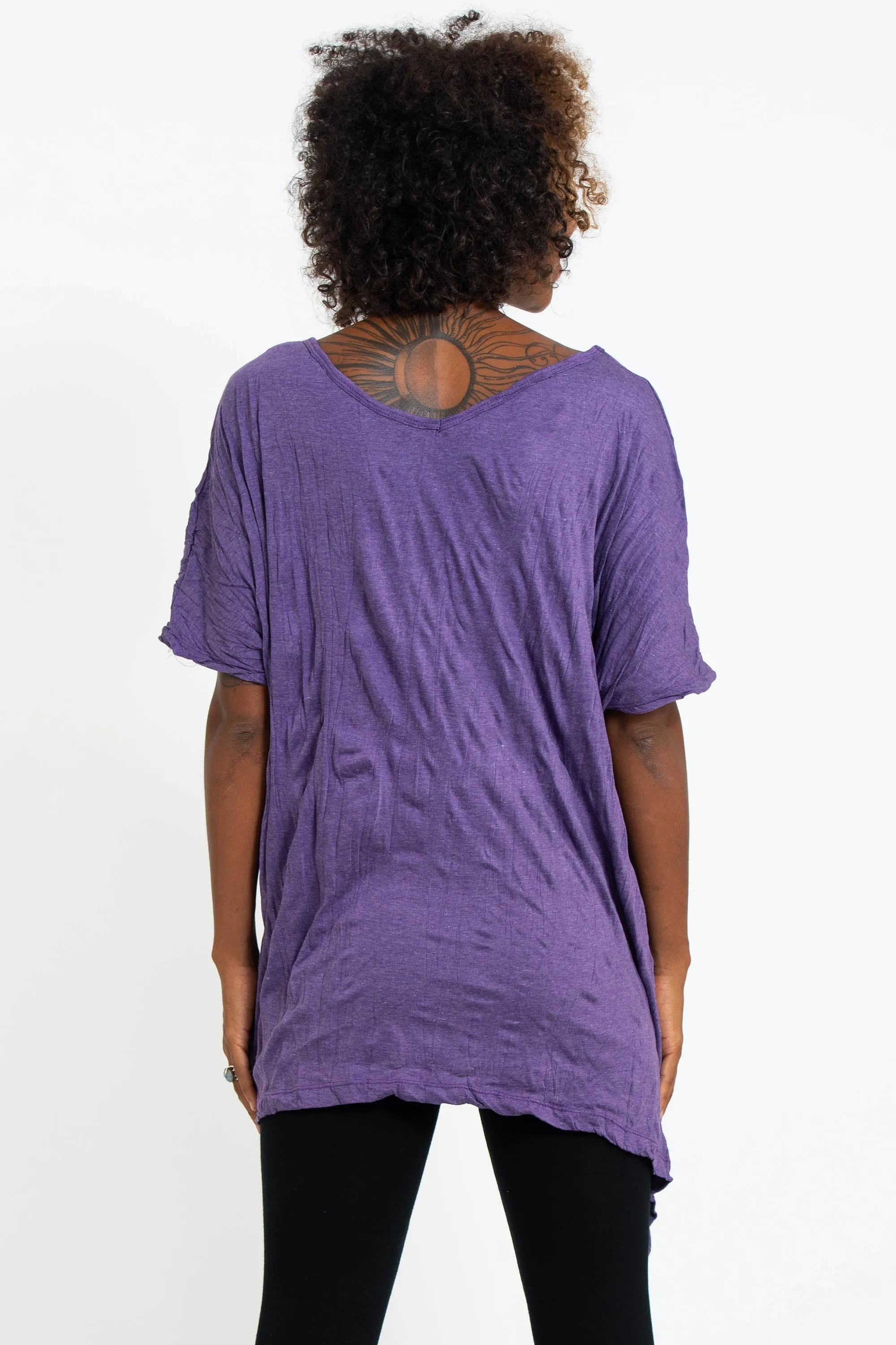 Womens Infinitee Om Loose V Neck T-Shirt in Purple