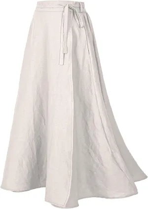 Women's Linen Wrap Skirt Casual Maxi Skirt Vintage A line Linen Skirt