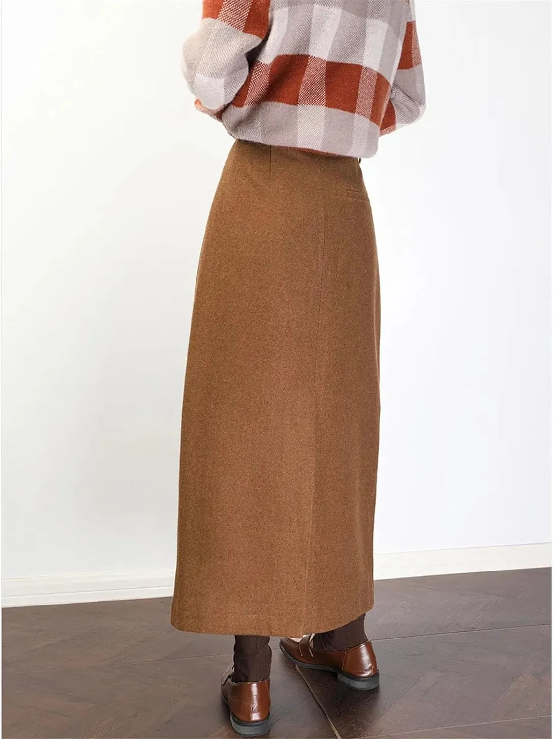 Women's Utility Tube Skirt with Hip Bag Accent, Winter High Waist Commuter Maxi