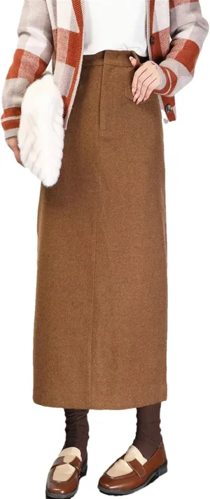 Women's Utility Tube Skirt with Hip Bag Accent, Winter High Waist Commuter Maxi