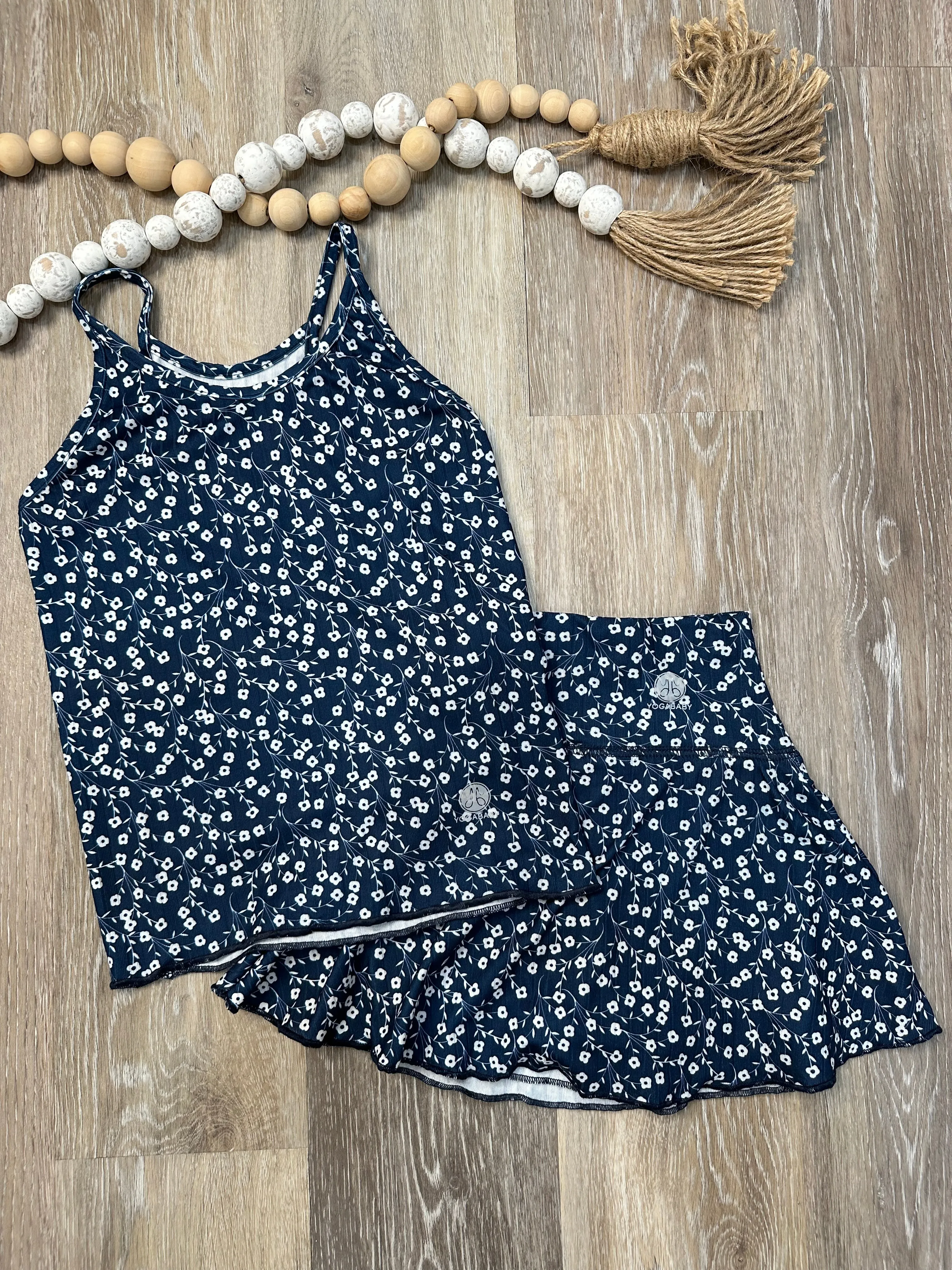 YOG Navy Floral Tennis Skirt